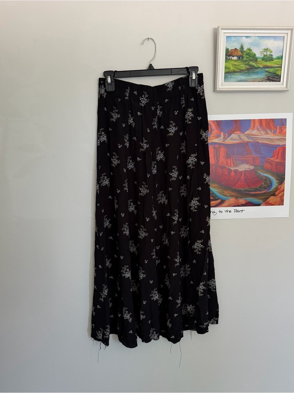 Black Maxi Skirt with Floral Print